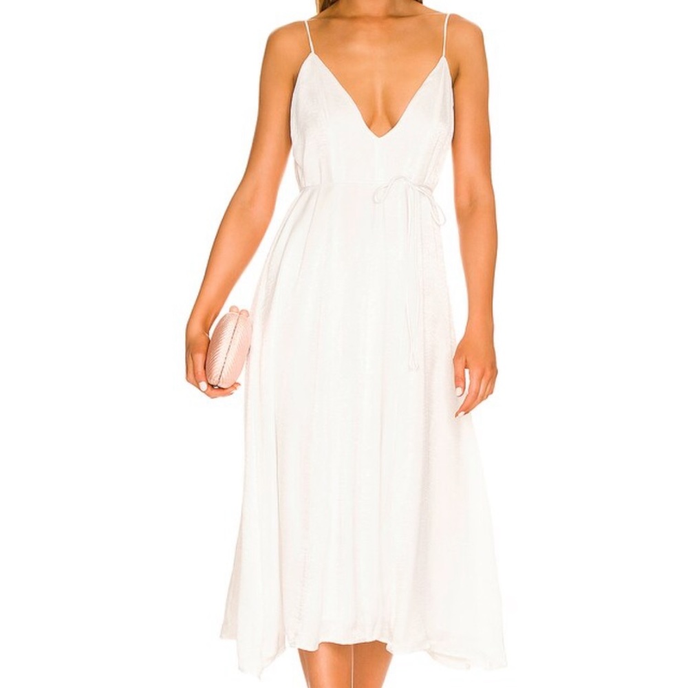 Never worn deep V midi dress in ivory, size small